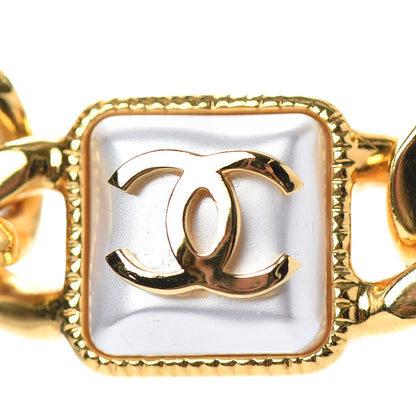 Chanel Pearl CC Chain Link Choker Necklace Gold 4 of 5