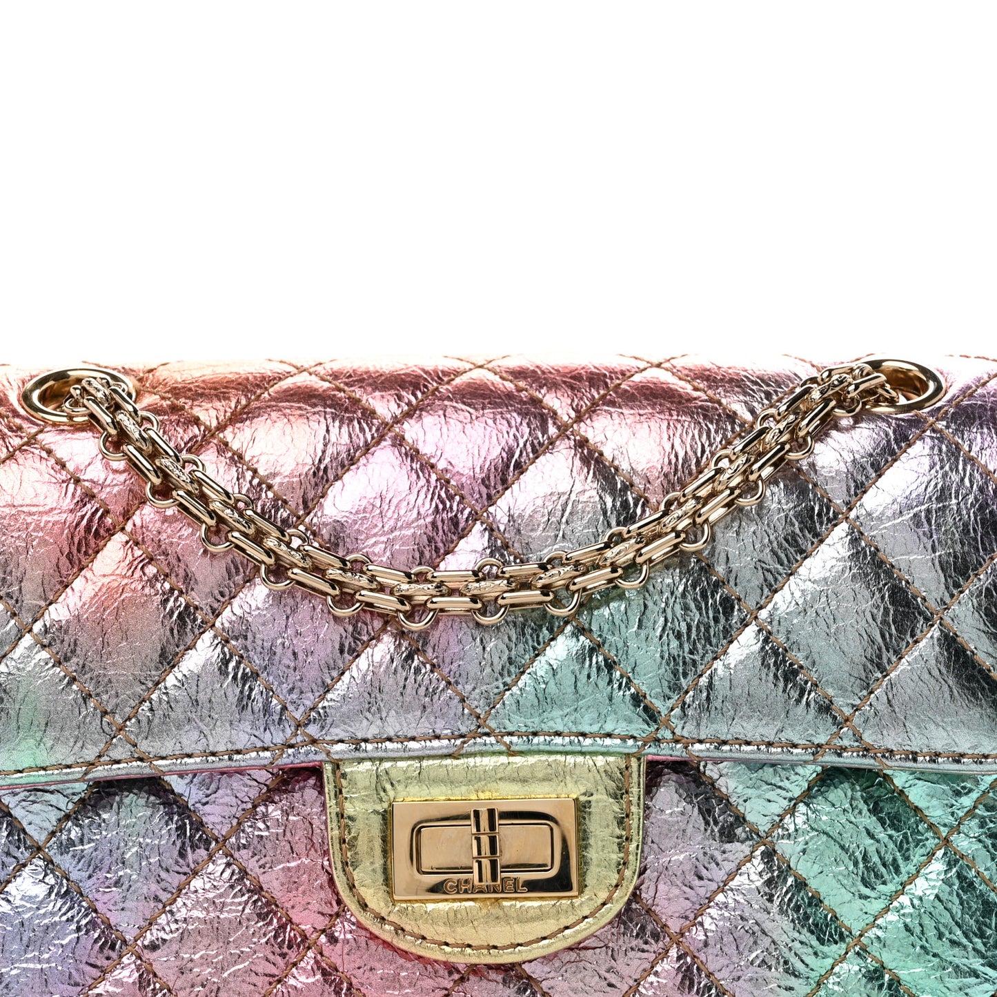 Metallic Goatskin Quilted Mini 2.55 Reissue Flap Multicolor