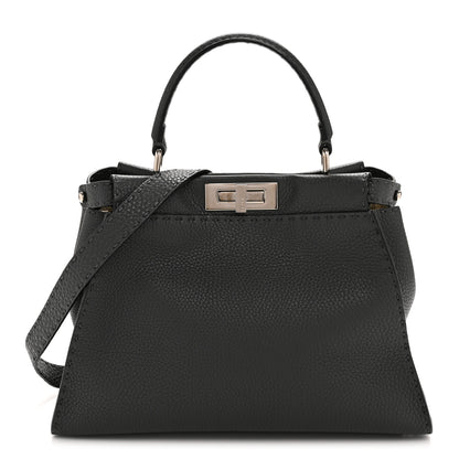 Fendi Cuoio Romano Selleria Bi-Color Medium Peekaboo Iconic Satchel Asfalto Latte 1 of 13