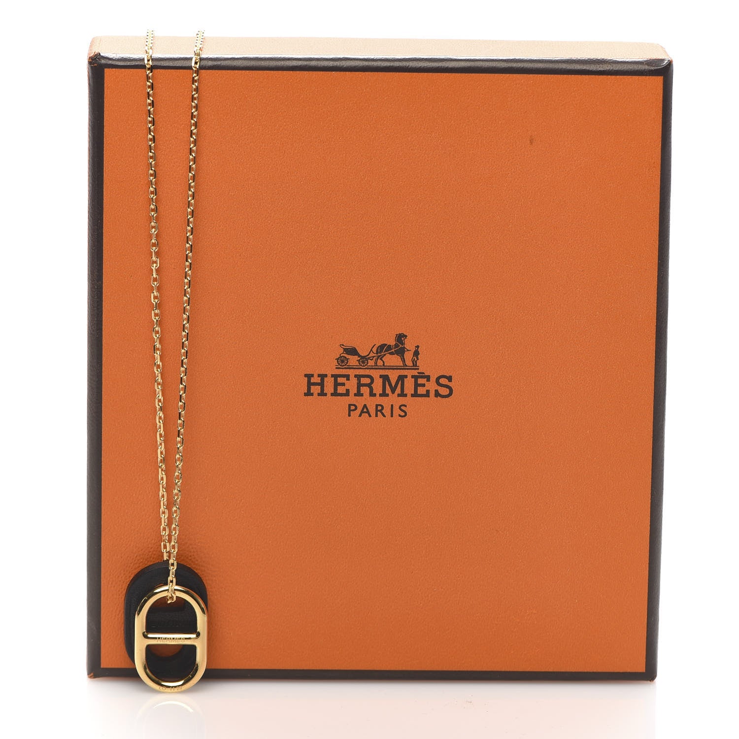 Hermes Palladium O'Maillon Pendant Necklace Black 6 of 6