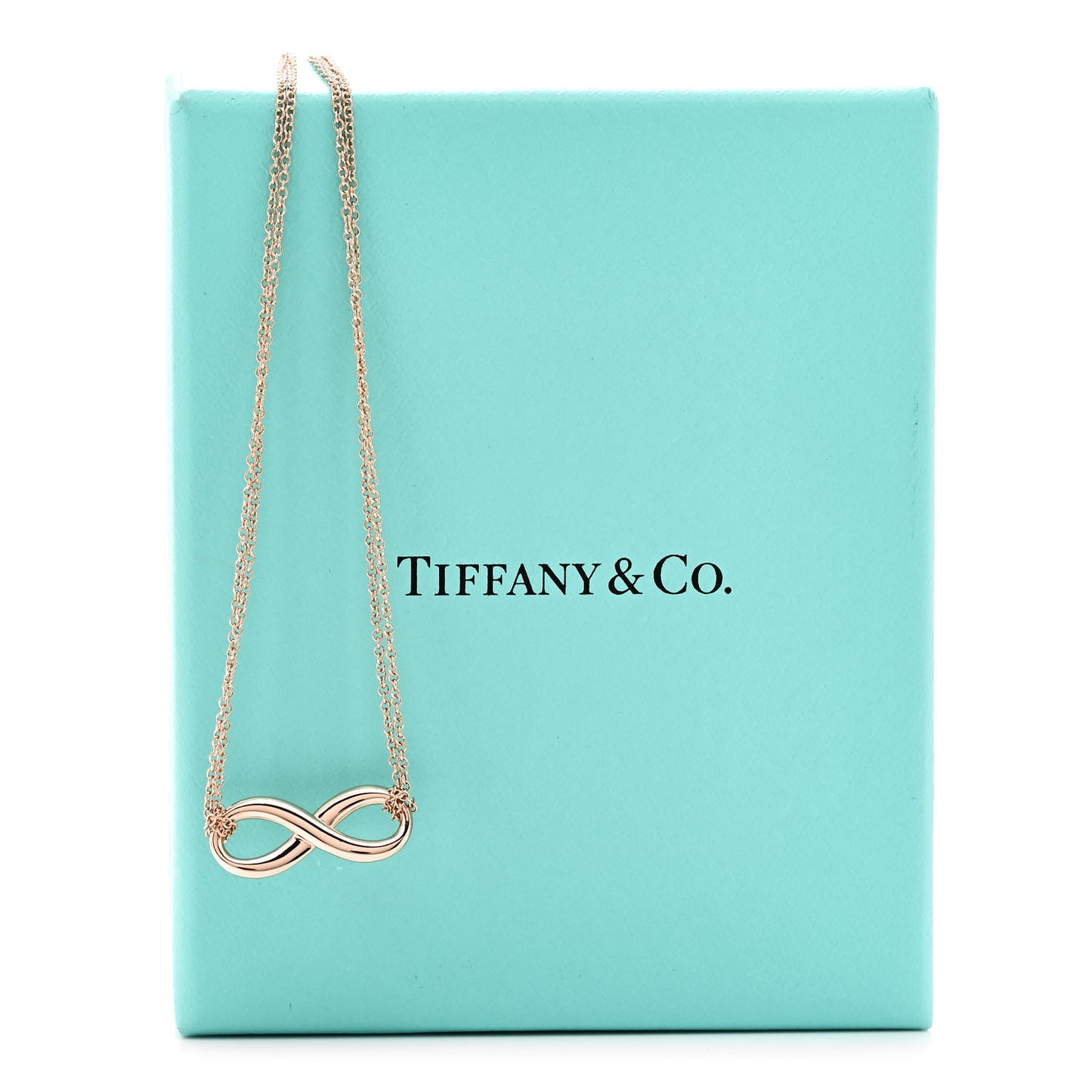 18K Rose Gold Infinity Double Chain Pendant Necklace