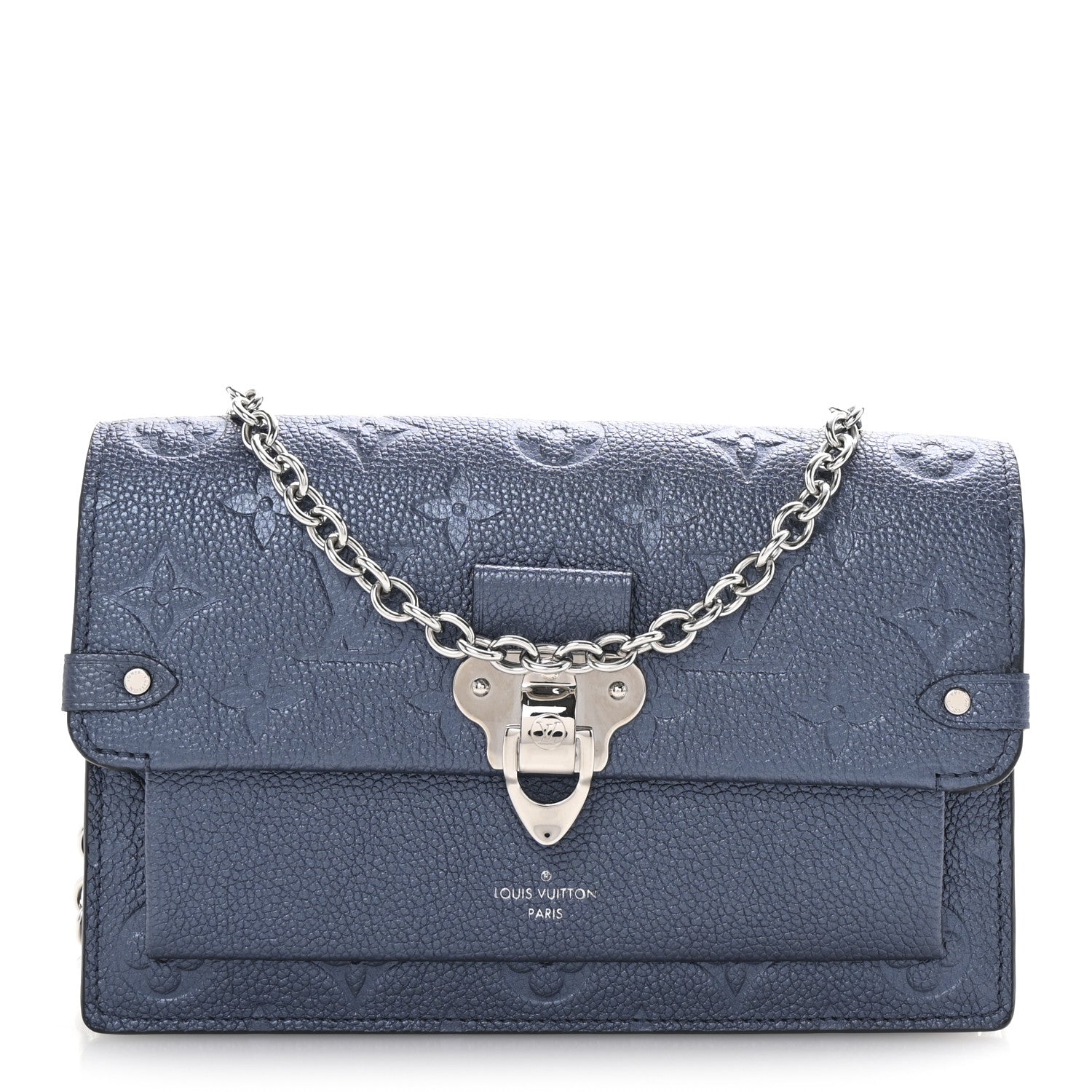 Louis Vuitton Metalli Empreinte Monogram Vavin Chain Wallet Navy Nacre 1 of 9