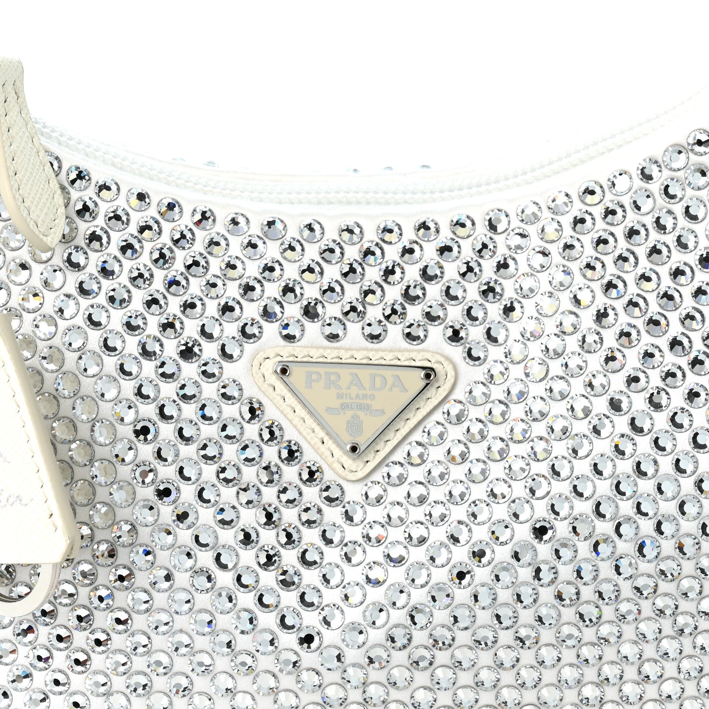 Satin Crystal Mini Re-Edition 2000 Bag White