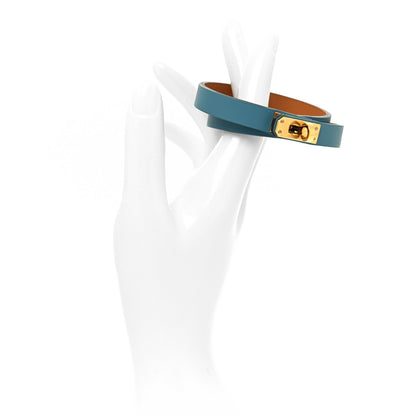 Hermes Swift Kelly Double Tour Bracelet T3 Bleu Paon 2 of 7