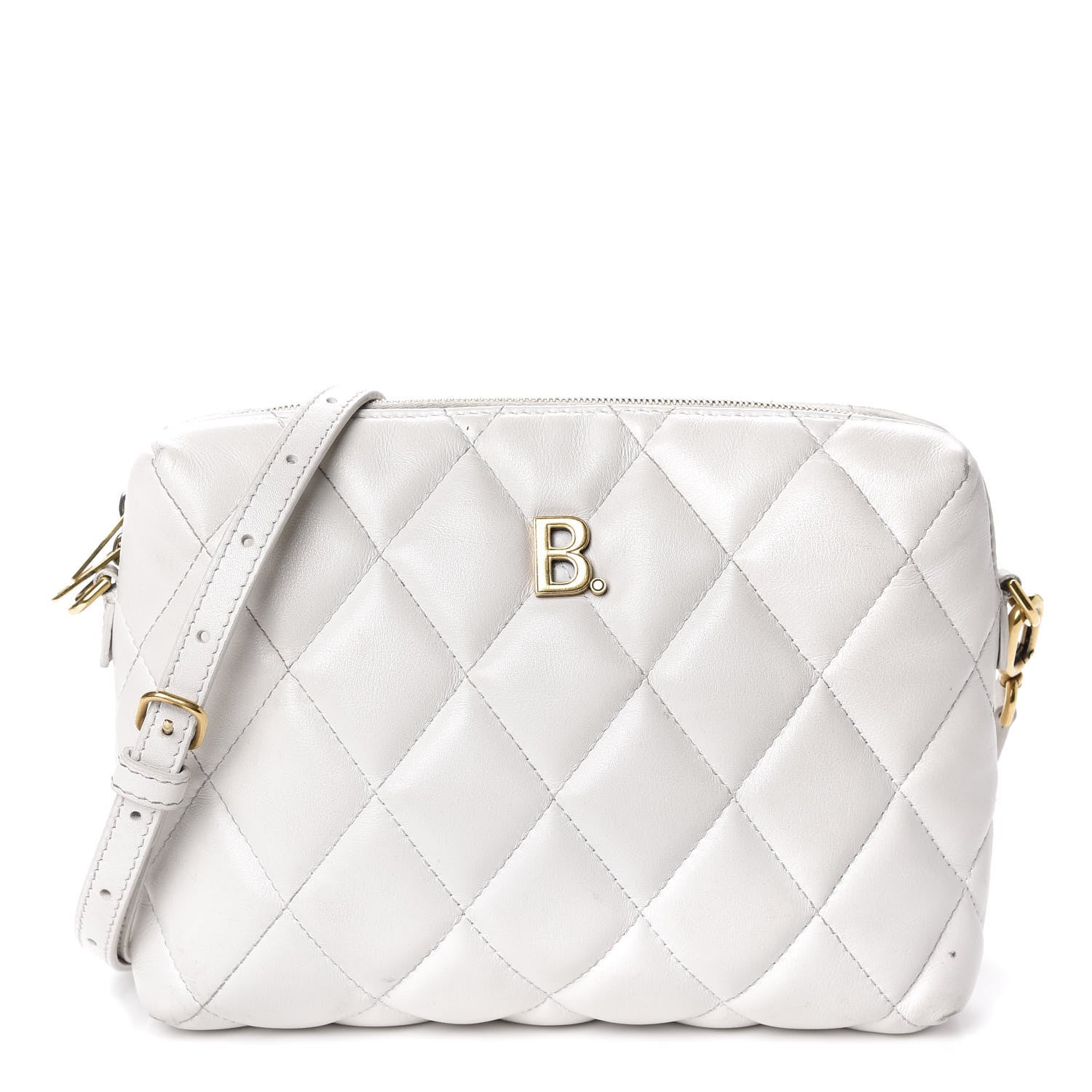 Balenciaga Nappa Calfskin Quilted Touch B Camera Shoulder Bag White 1 of 15