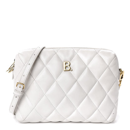 Balenciaga Nappa Calfskin Quilted Touch B Camera Shoulder Bag White 1 of 15