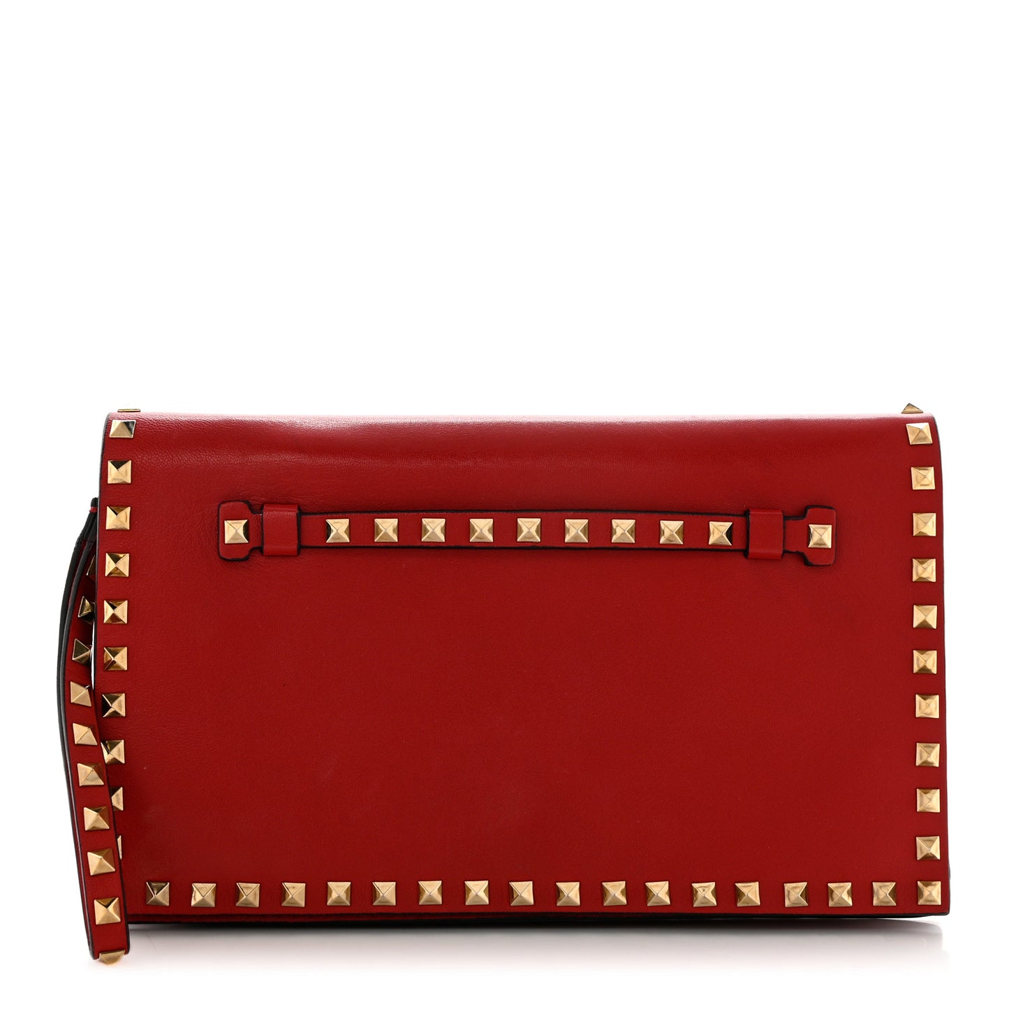 Nappa Rockstud Wristlet Clutch Rosso Valentino