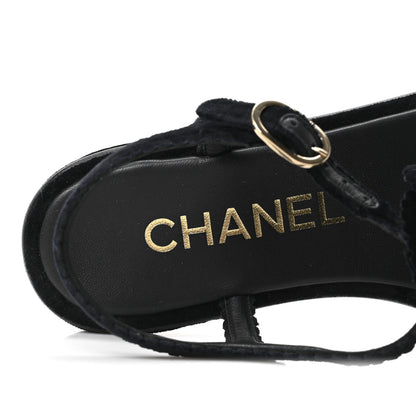 Chanel Velvet Pearl Camellia Thong Sandals 37.5 Black 8 of 10