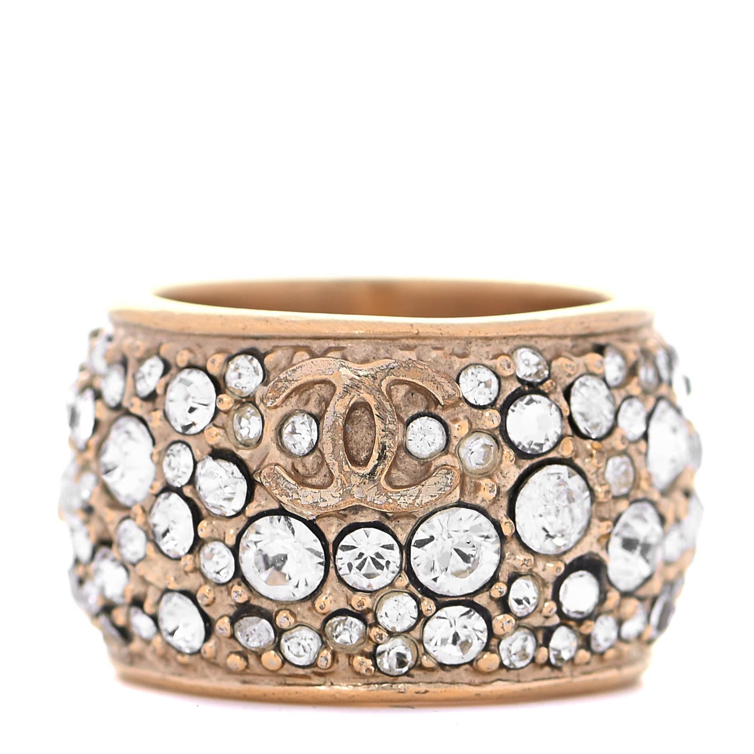 Chanel Crystal CC Ring 6.25 Gold 1 of 4