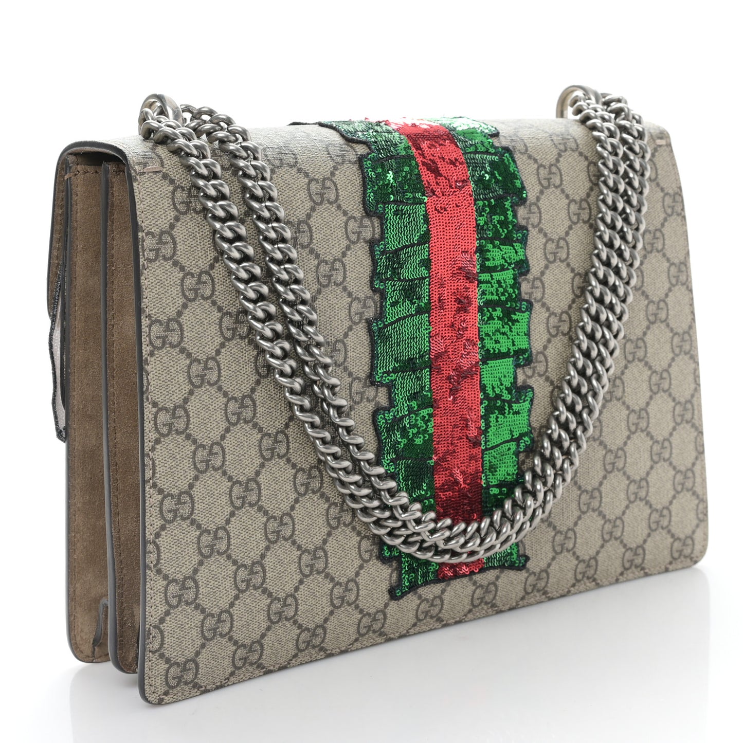 GG Supreme Monogram Lightning Embroidered Medium Dionysus Shoulder Bag Beige