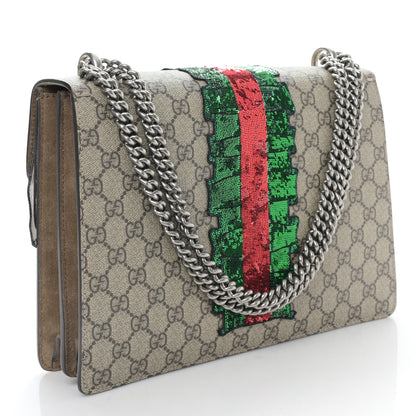 Gucci GG Supreme Monogram Lightning Embroidered Medium Dionysus Shoulder Bag Beige 3 of 9