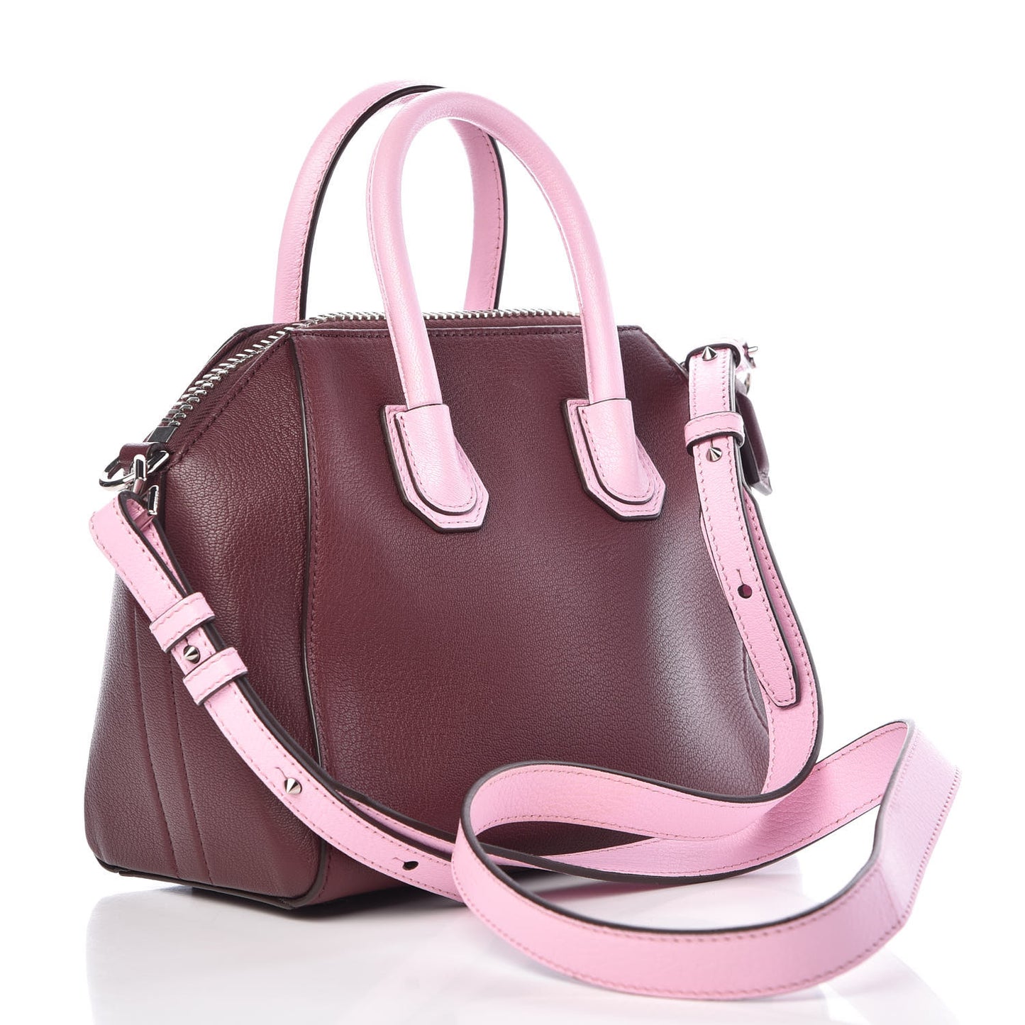 Sugar Goatskin Mini Tri-Color Antigona Burgundy Pink White