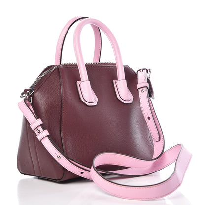 Givenchy Sugar Goatskin Mini Tri-Color Antigona Burgundy Pink White 3 of 10