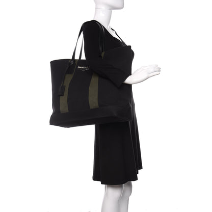 Saint Laurent Canvas Beach Shopping East West Tote Black 2 of 16
