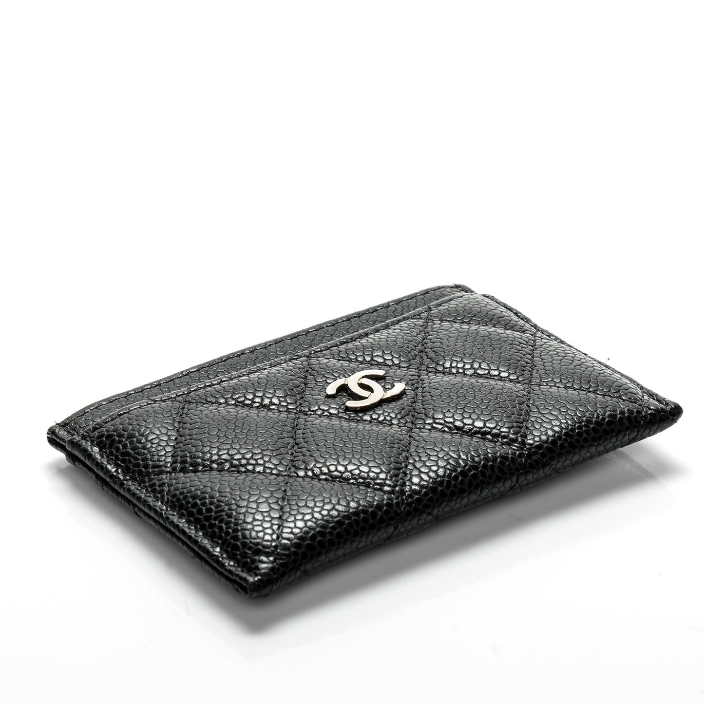 Caviar Quilted Card Holder Black