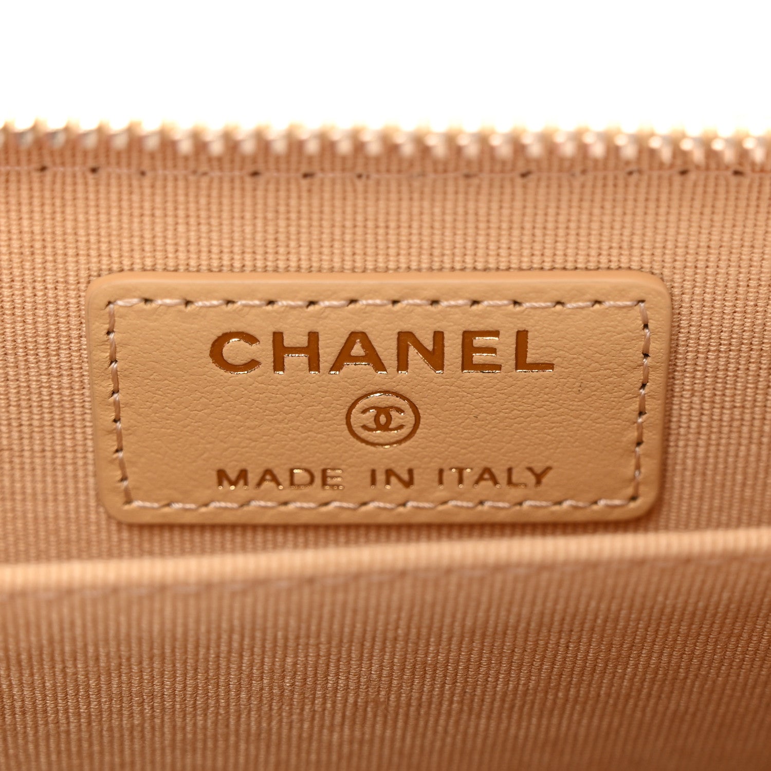 Chanel Caviar Quilted Zip Around Coin Purse Beige 6 of 7