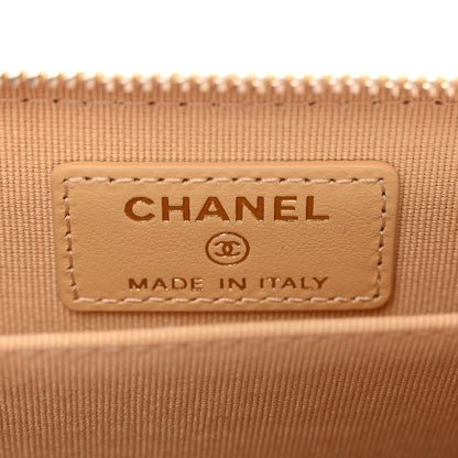 Chanel Caviar Quilted Zip Around Coin Purse Beige 6 of 7