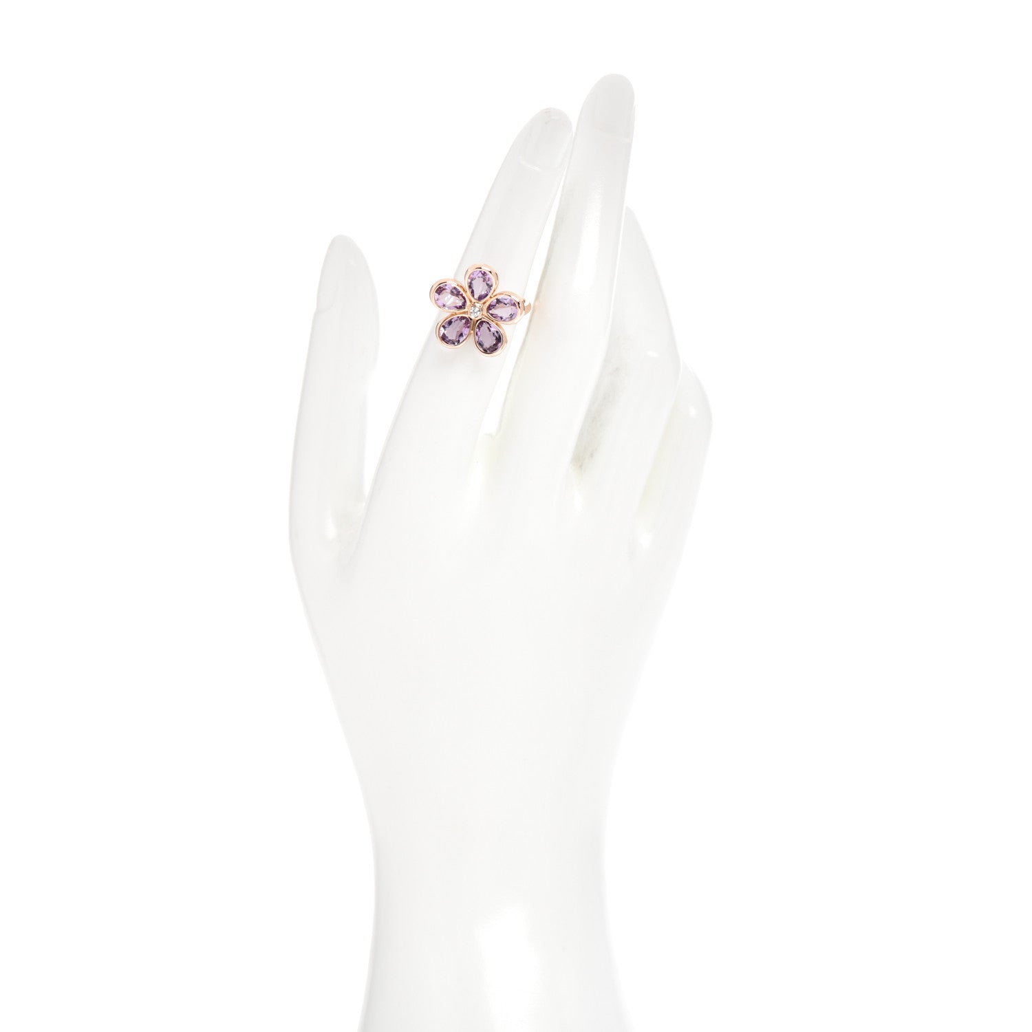 Tiffany 18K Rose Gold Diamond Amethyst Sparklers Flower Ring 49 5 2 of 5