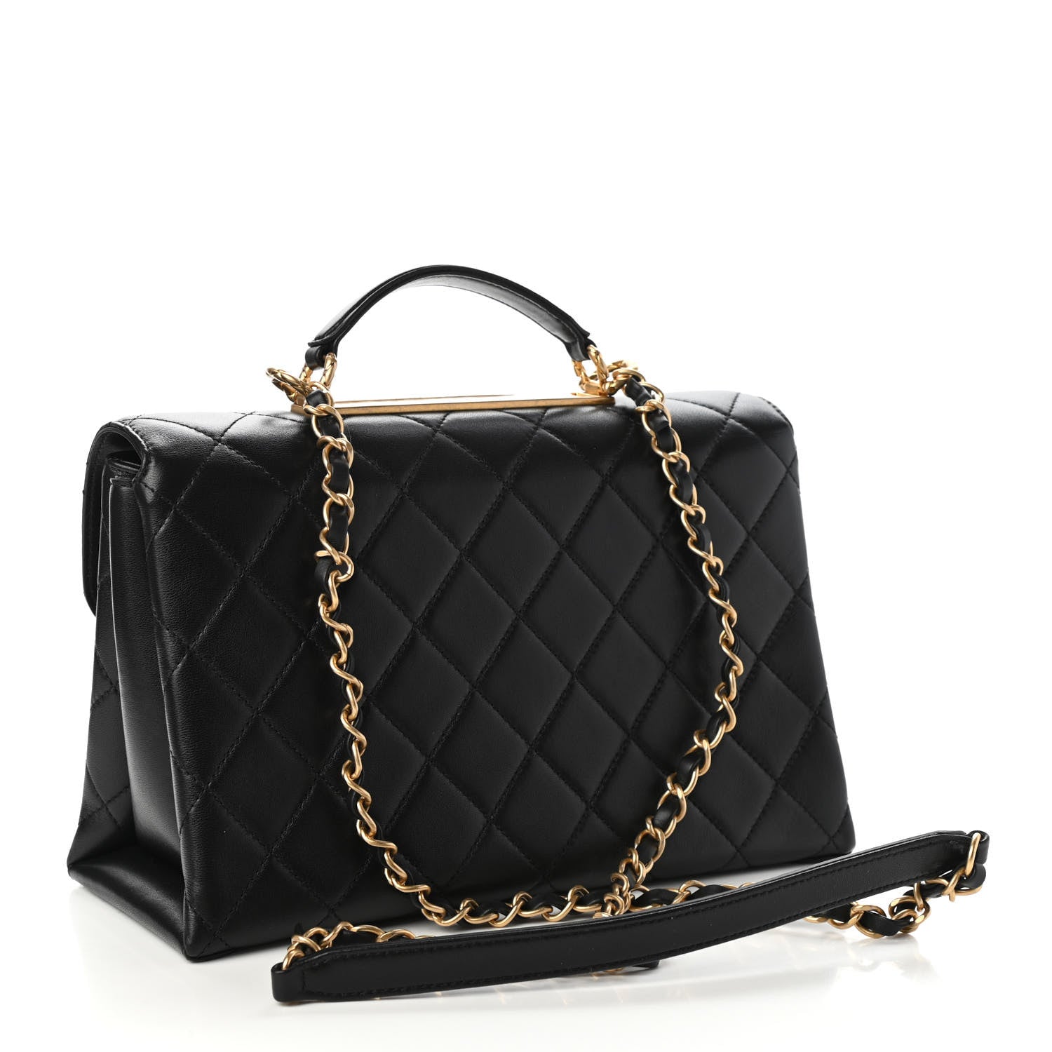 Chanel Lambskin Quilted Large Trendy Spirit Top Handle Bag Black 3 of 11