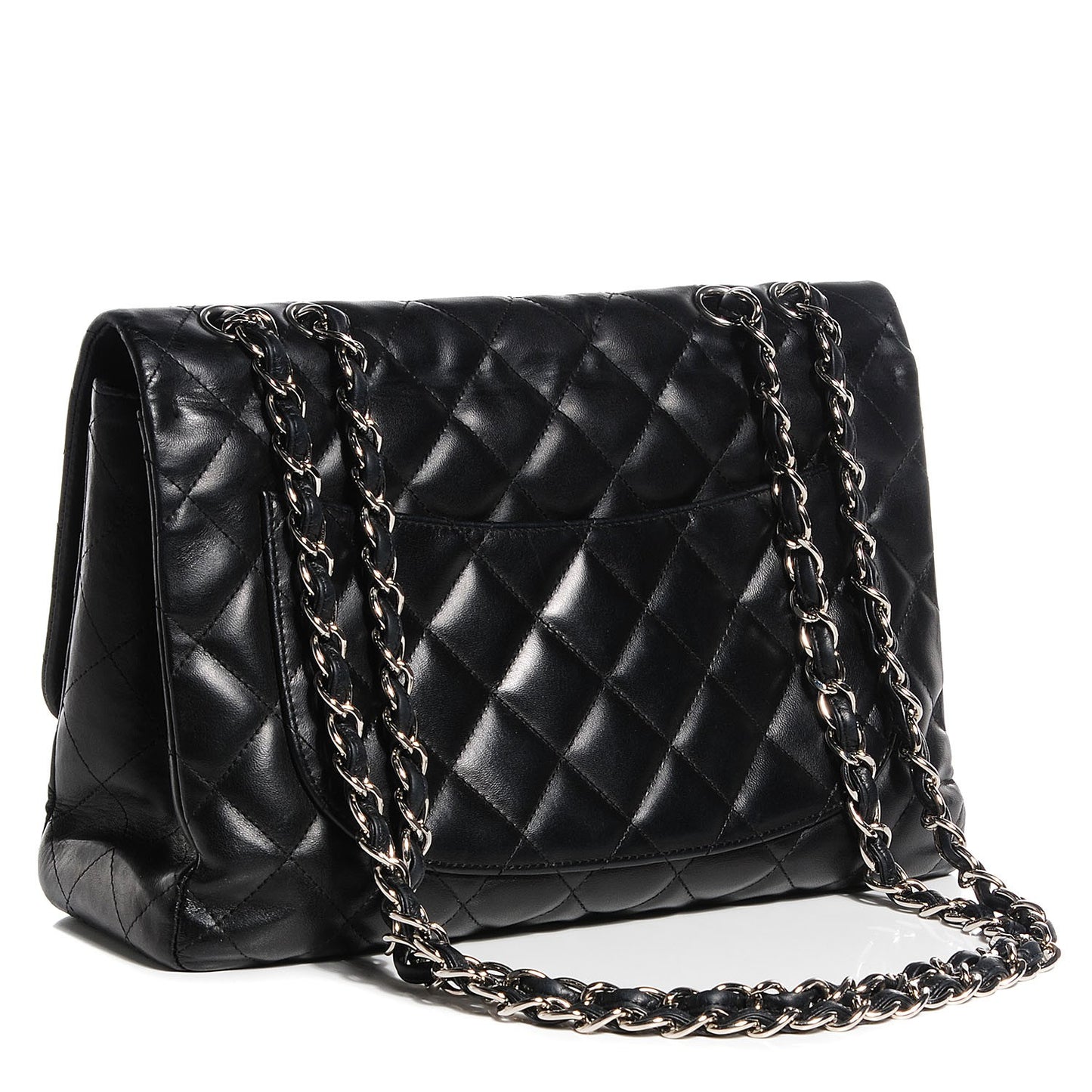 Lambskin Quilted Jumbo Single Flap Black