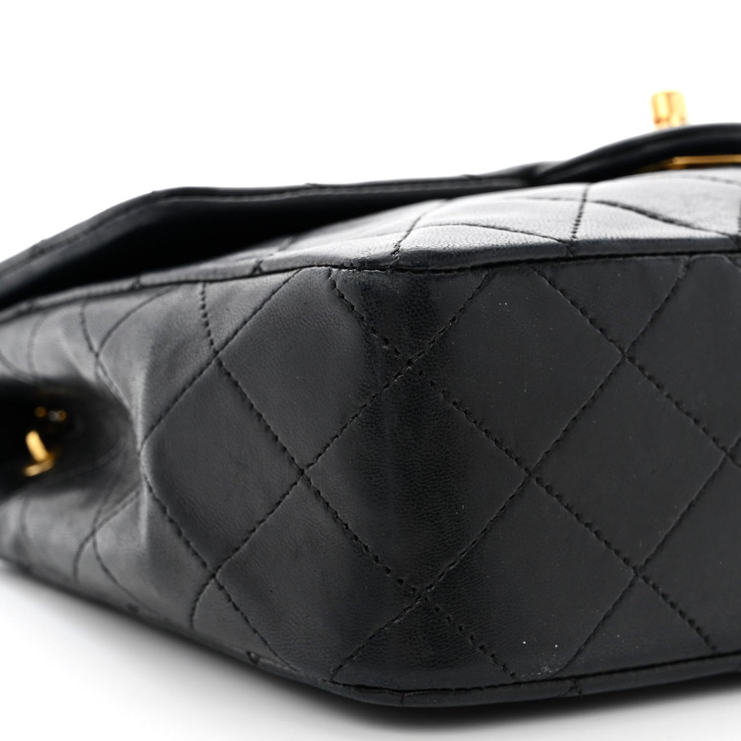 Lambskin Quilted Mini Square Flap Black
