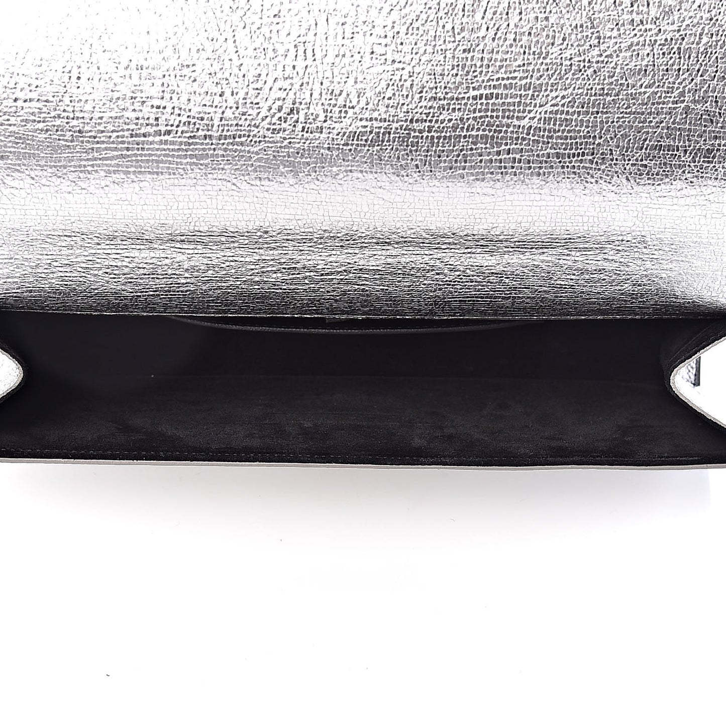 Textured Metallic Calfskin Classic Monogram Cassandre Clutch Silver