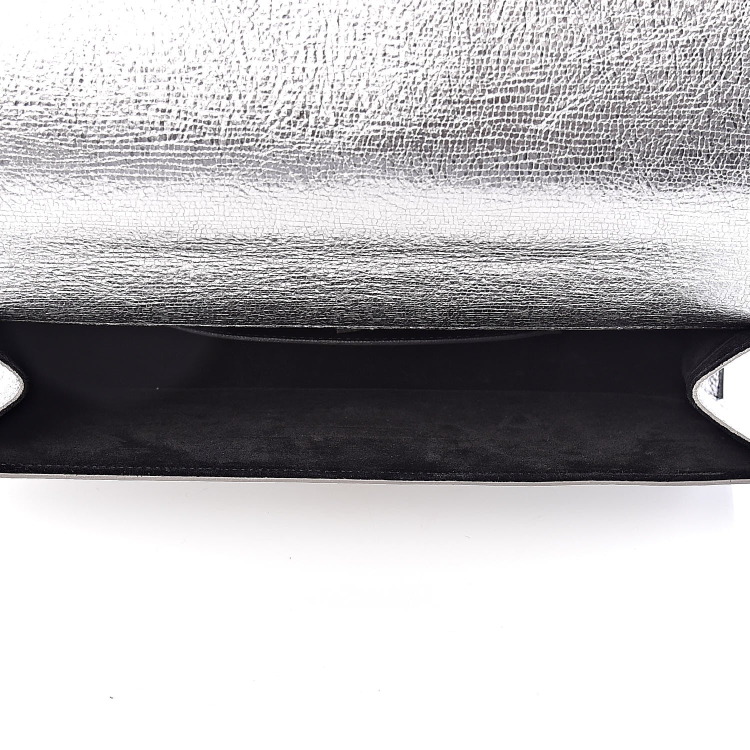 Saint Laurent Textured Metallic Calfskin Classic Monogram Cassandre Clutch Silver 5 of 7