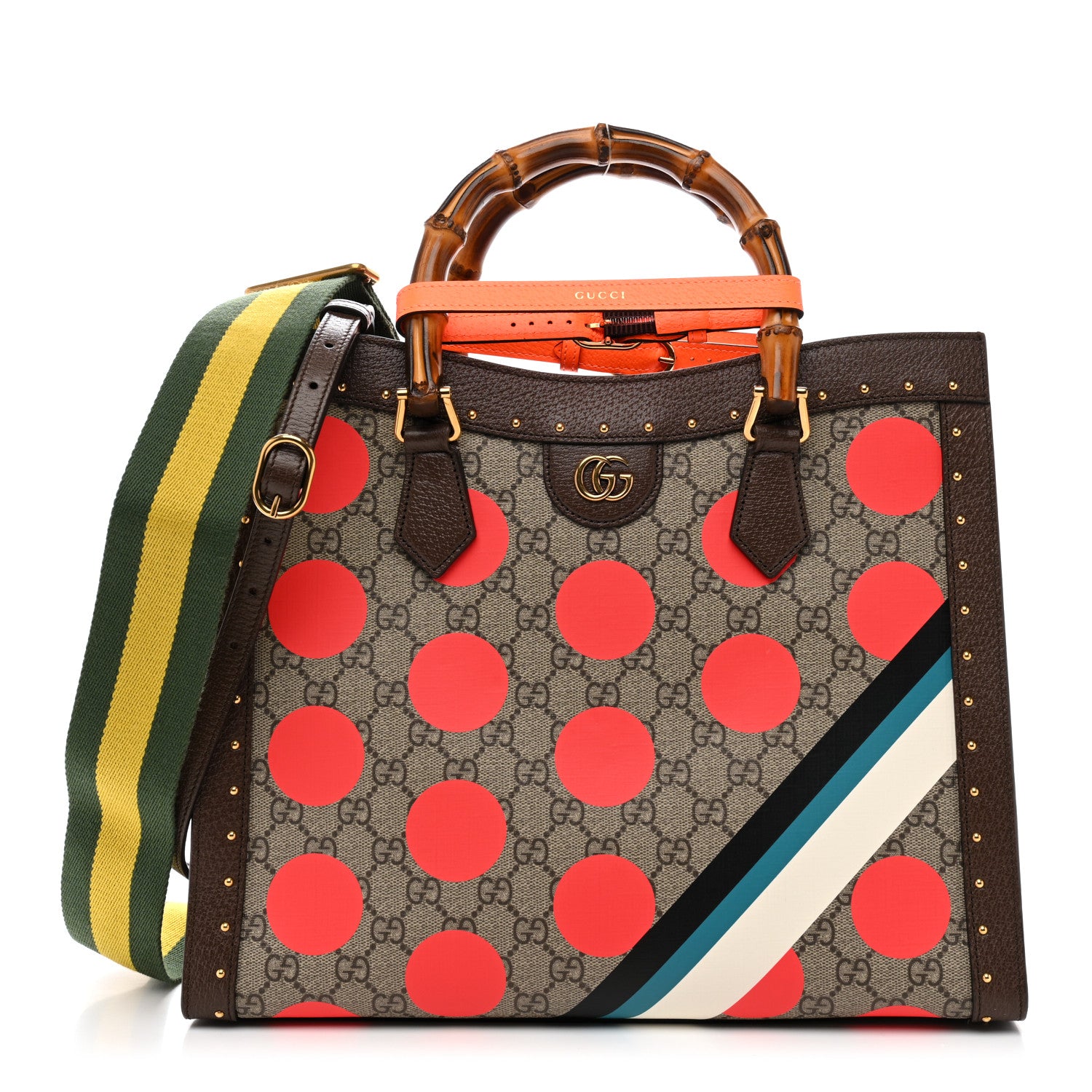 Gucci GG Supreme Monogram Equestrian Medium Diana Tote Bag Beige Multicolor New Acero 1 of 10