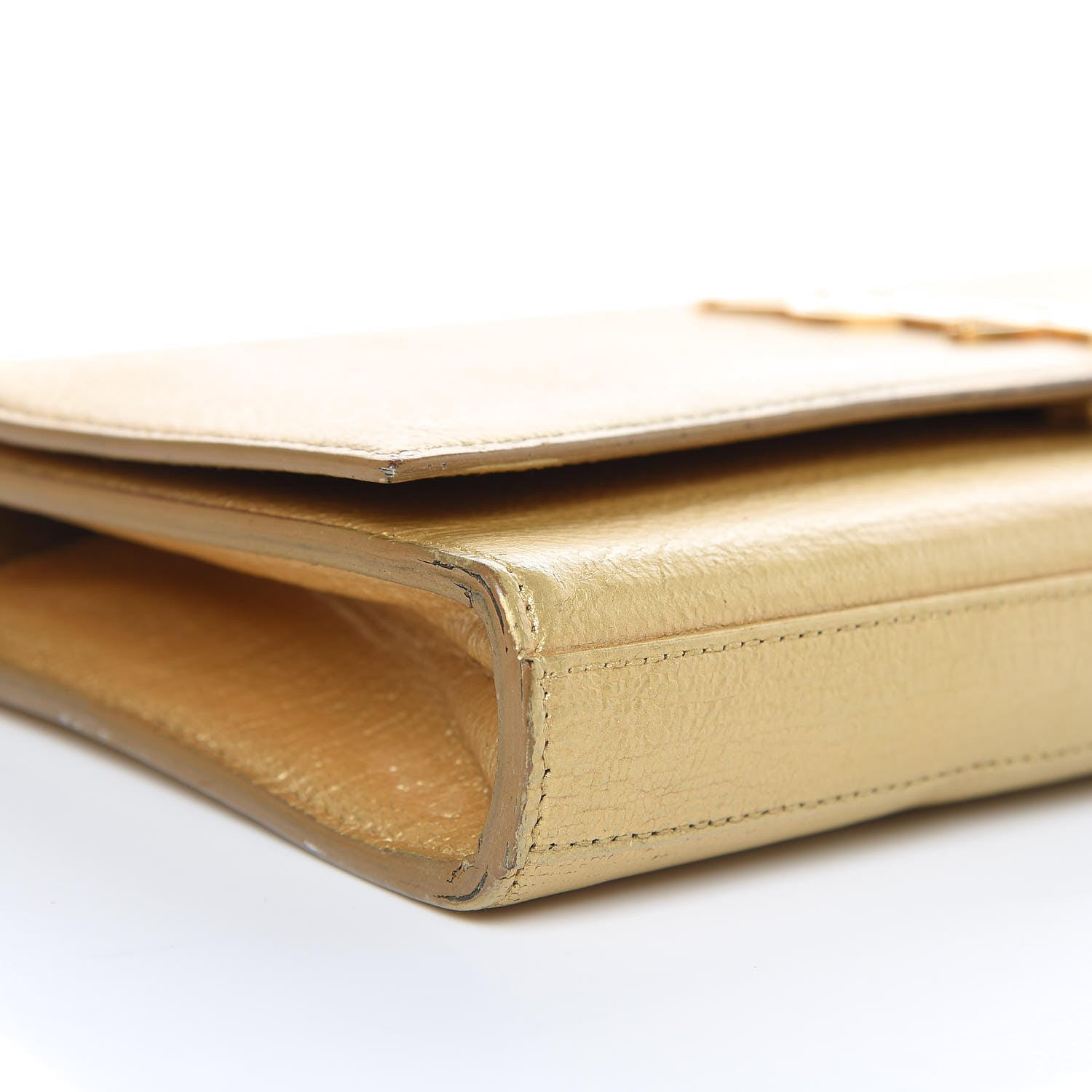Saint Laurent Metallic Calfskin Monogram Cassandre Clutch Gold 7 of 14