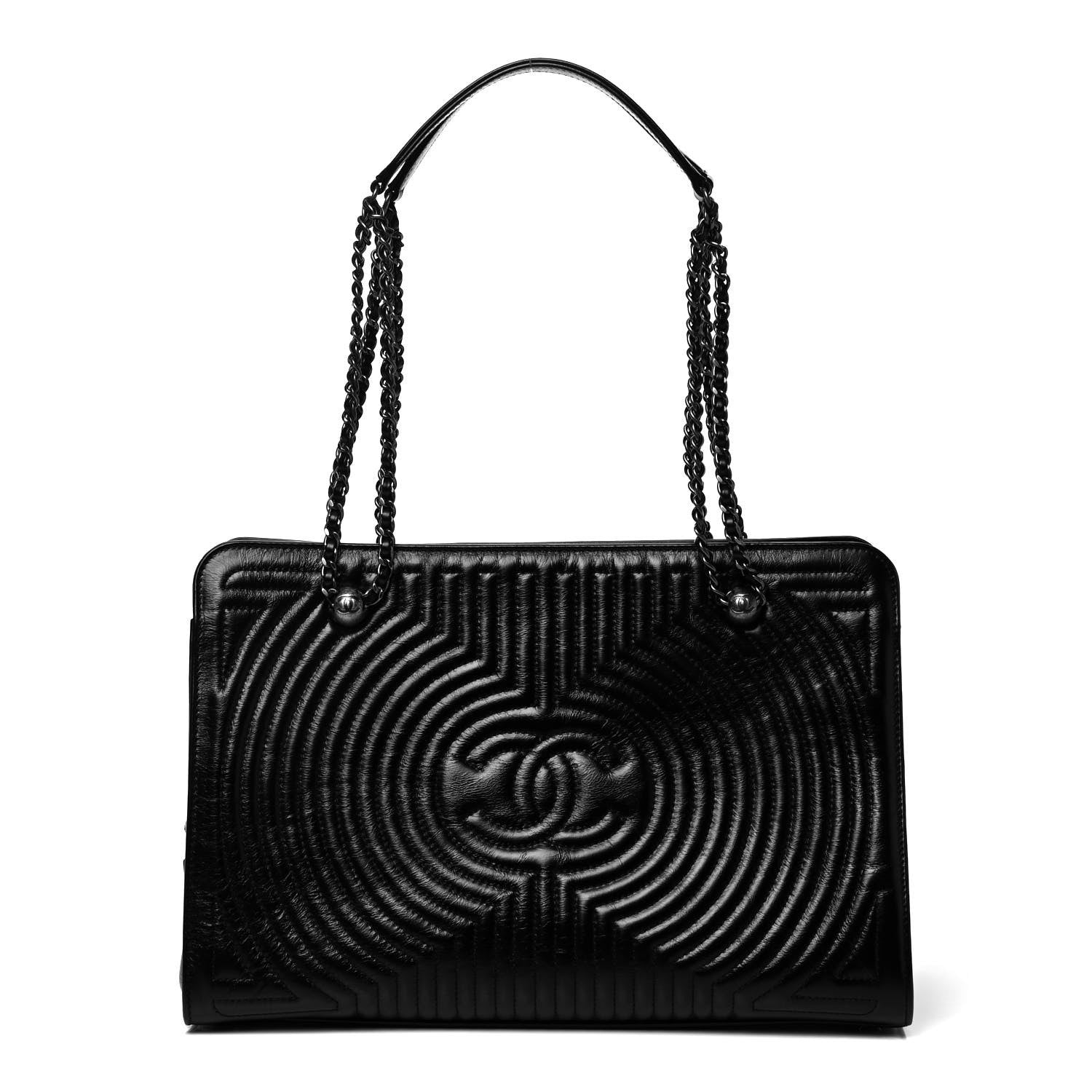 Chanel Glazed Calfskin Quilted Korean Garden Tote Black 1 of 8