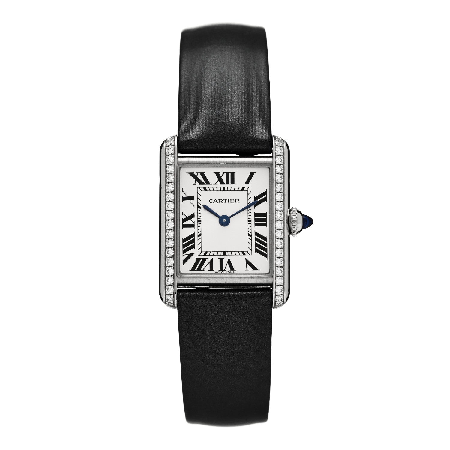 Cartier Stainless Steel Satin Diamond 22mm Must de Cartier Tank Quartz Watch 1 of 5
