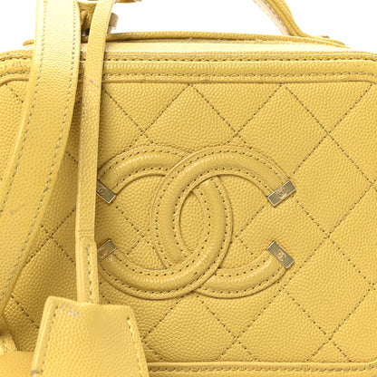 Chanel Caviar Quilted Small CC Filigree Vanity Case Yellow 8 of 11