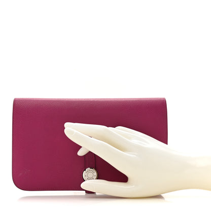 Hermes Evercolor Dogon Duo Wallet Rose Pourpre 2 of 13
