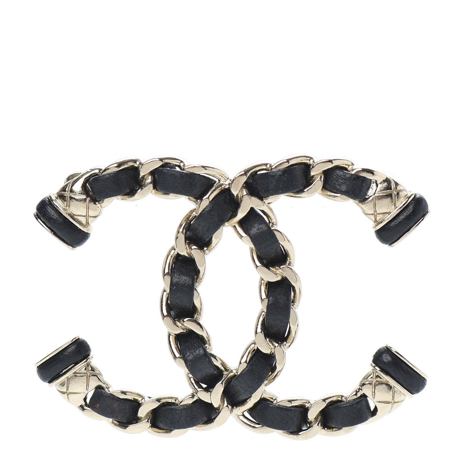 Chanel Lambskin Chain CC Brooch Black Gold 1 of 5