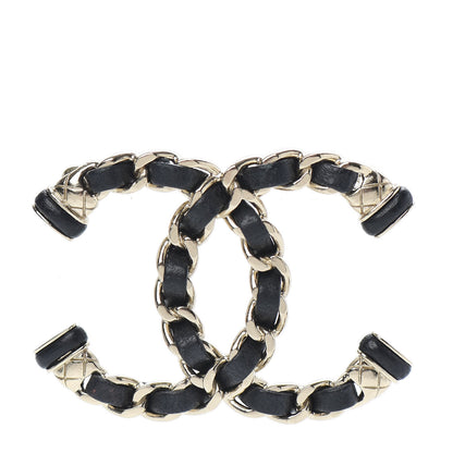 Chanel Lambskin Chain CC Brooch Black Gold 1 of 5