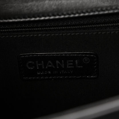 Chanel Calfskin Quilted Checkerboard Trim New Medium Boy Flap Black White 6 of 11