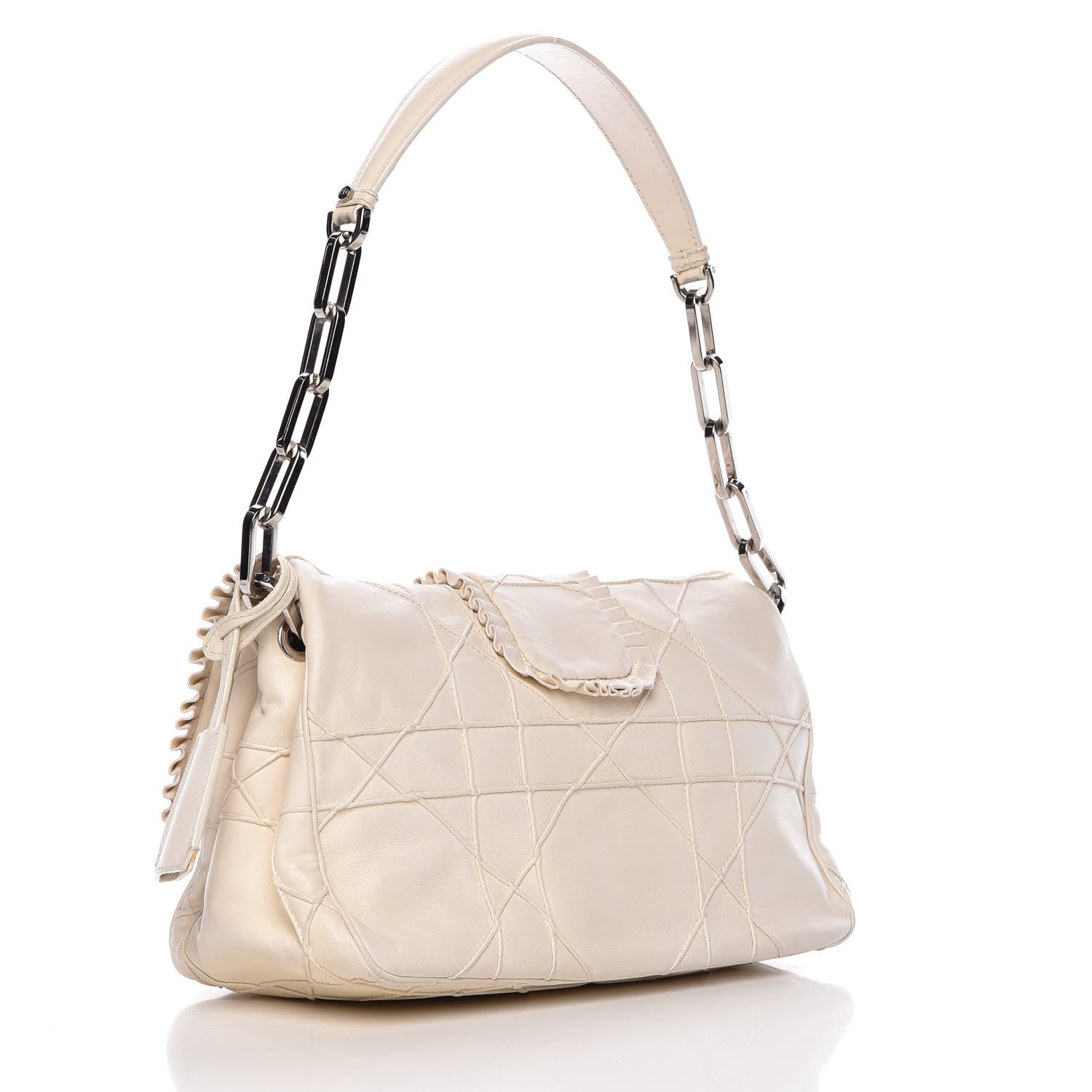 Christian Dior Calfskin Cannage Fringe Small Miss Dior Flap White 3 of 12