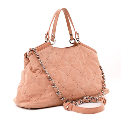 Chanel Iridescent Calfskin Quilted Small Sea Hit Tote Light Pink 3 of 16