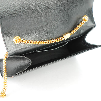 Saint Laurent Grain De Poudre Large Classic Monogram Kate Satchel Black 5 of 6