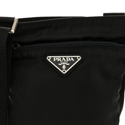 Prada Nylon Small Flat Messenger Bag Black 7 of 9