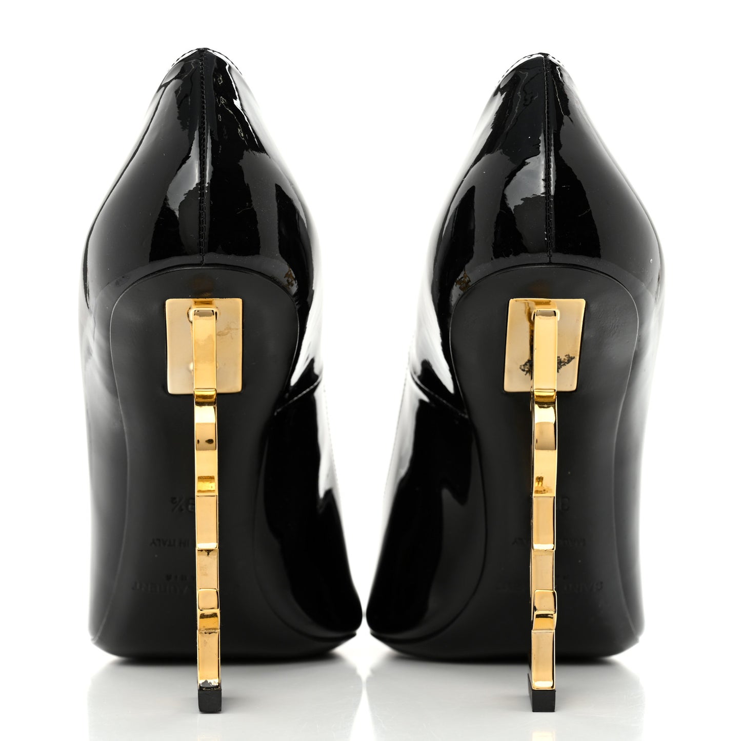 Patent Calfskin Opyum Pumps 39.5 Black Gold