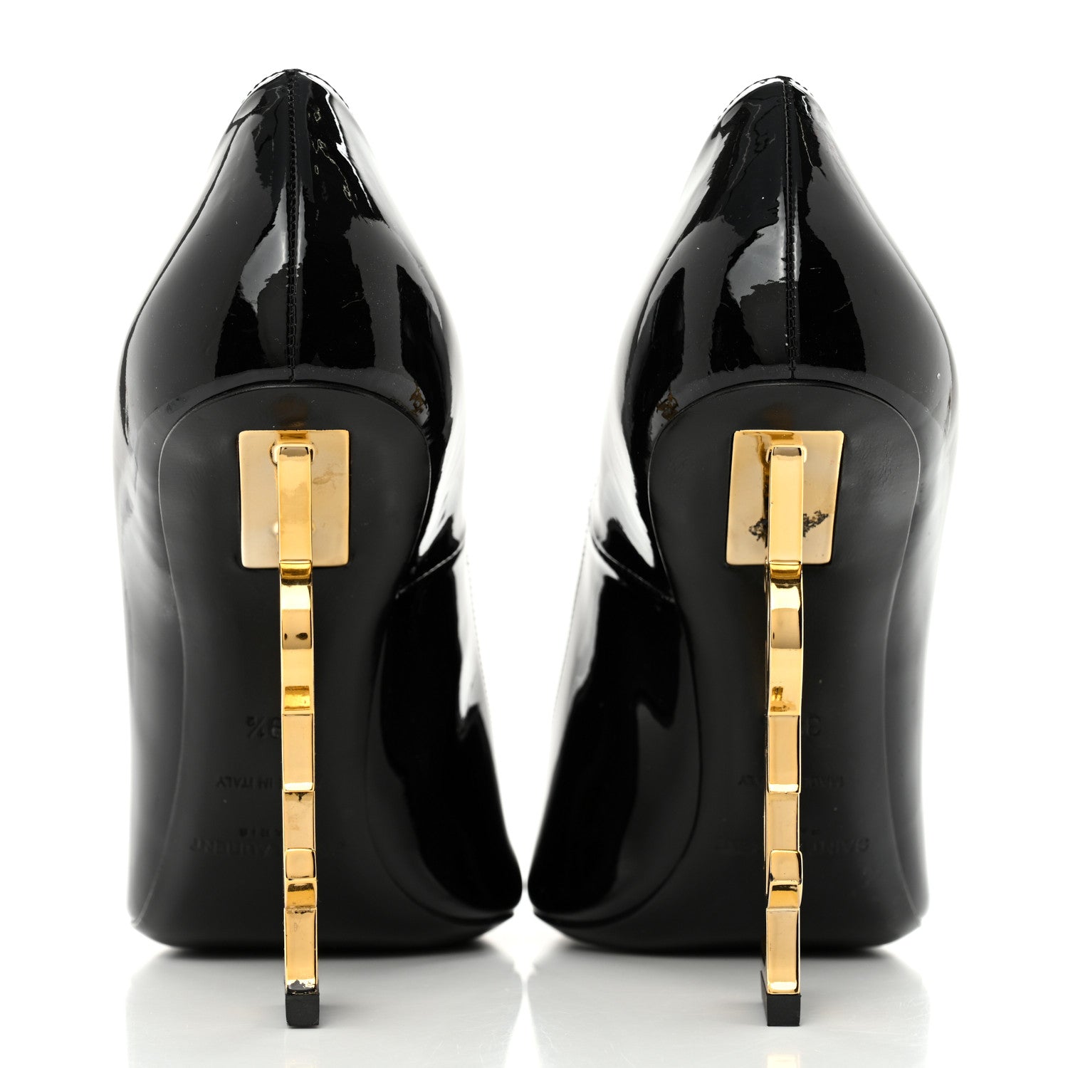 Saint Laurent Patent Calfskin Opyum Pumps 39.5 Black Gold 5 of 16