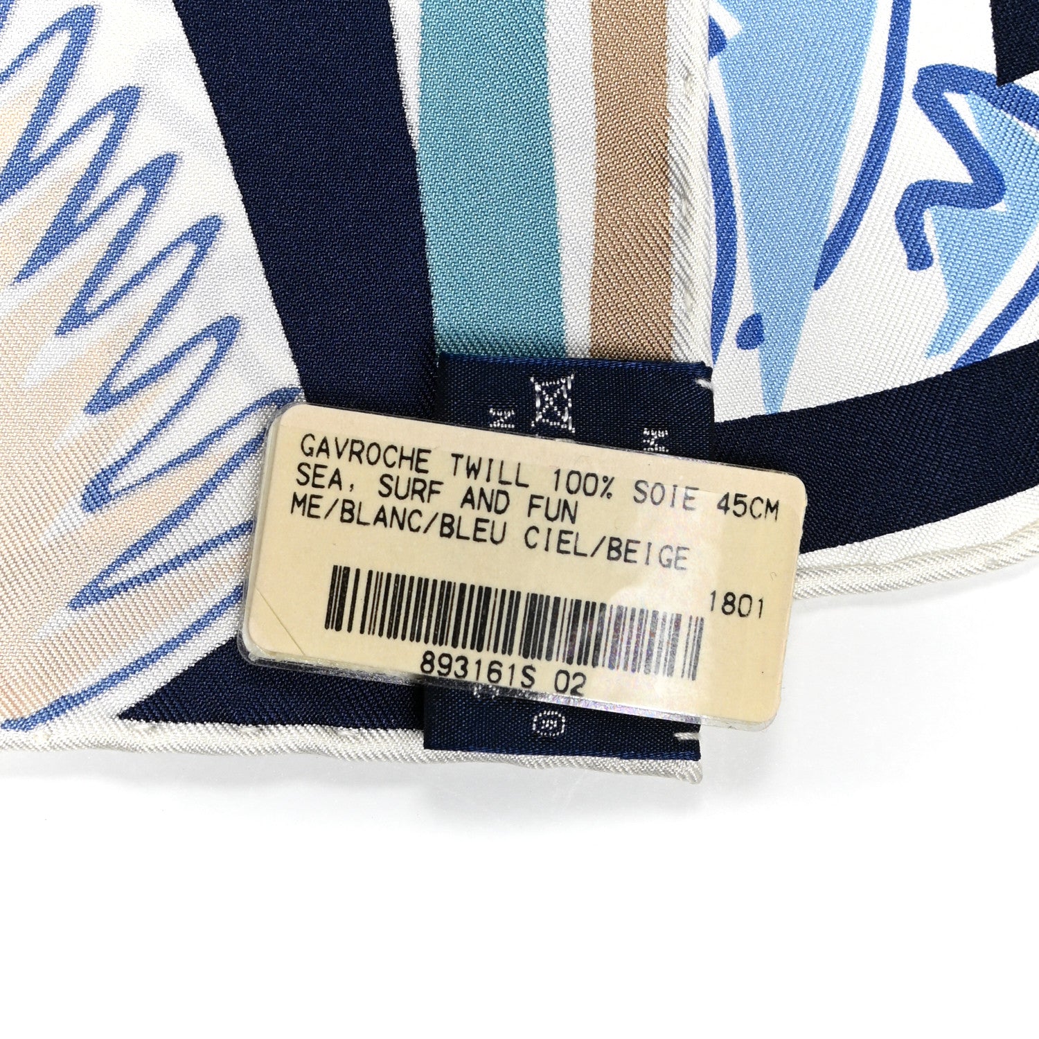 Hermes Silk Sea Surf and Fun Scarf 45 White Bleu Ciel Beige 3 of 6