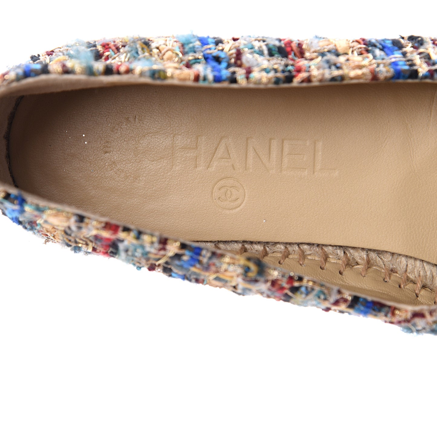 Tweed Grosgrain CC Espadrilles 38 Multicolor