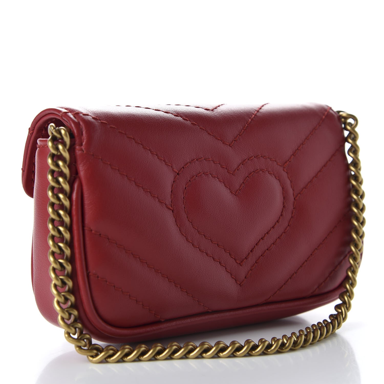 Gucci Calfskin Matelasse GG Marmont 2.0 Coin Purse On A Chain Hibiscus Red 3 of 8