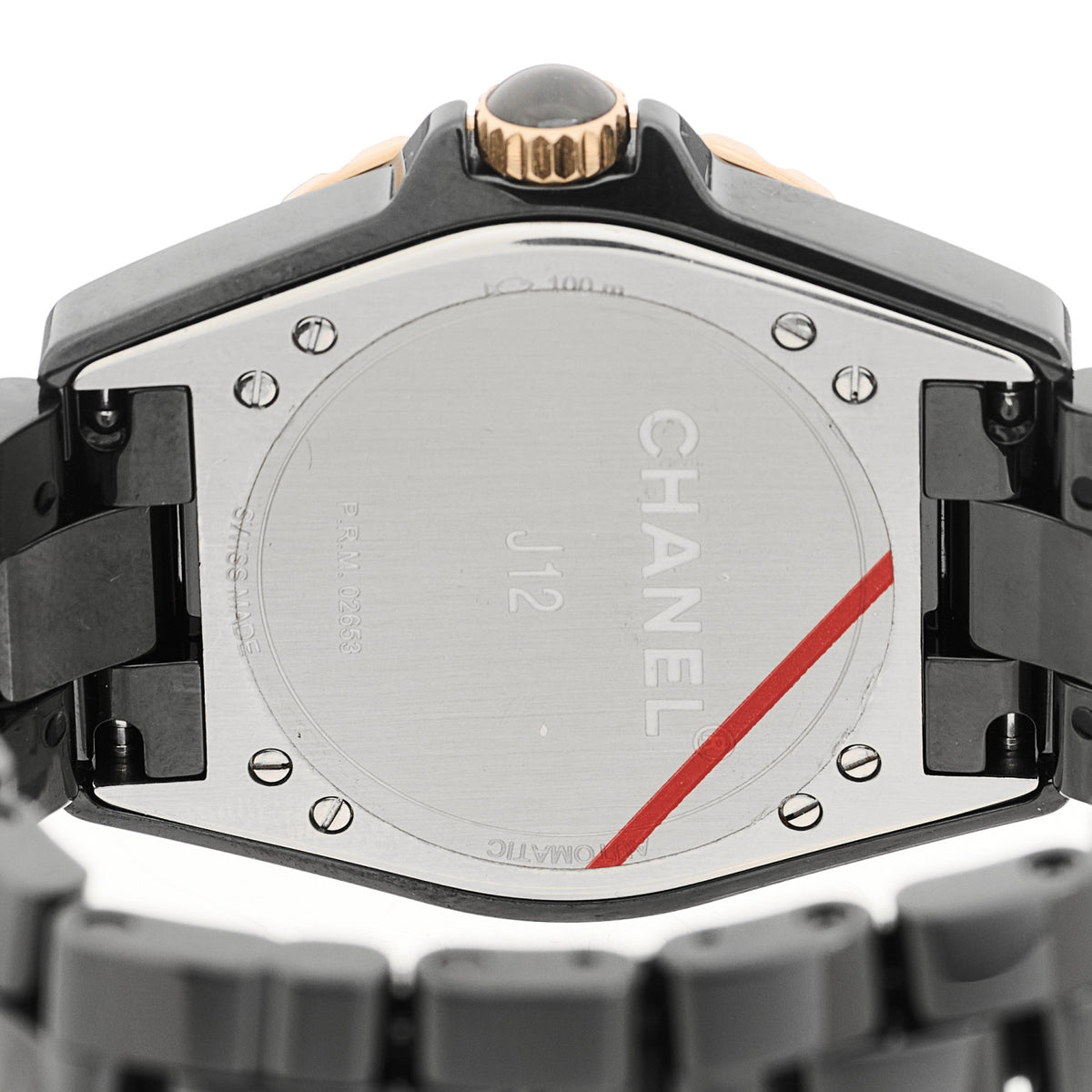 Stainless Steel 18K Rose Gold Ceramic 37mm J12 Automatic Watch Black