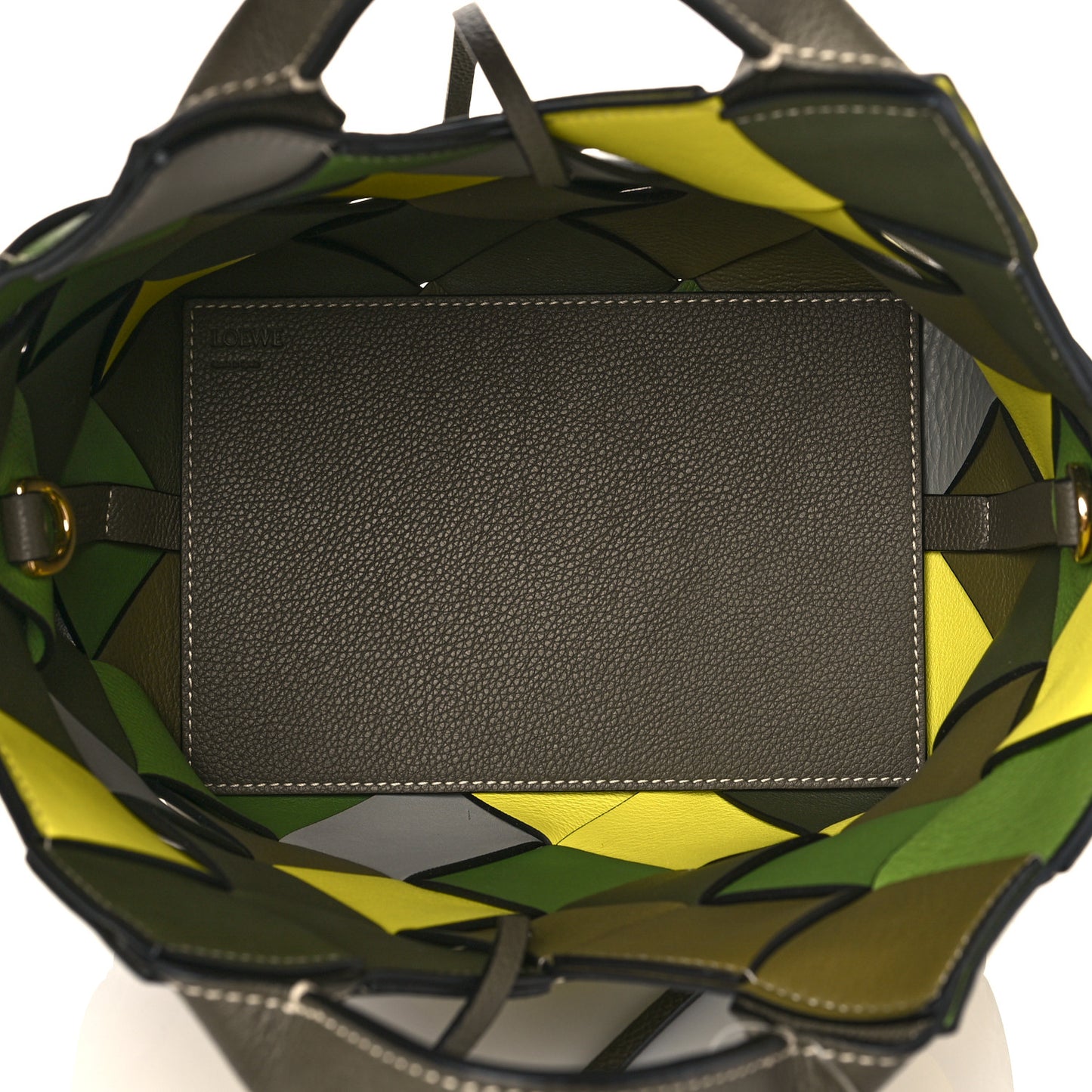 Calfskin Small Woven Basket Surplus Bag Green