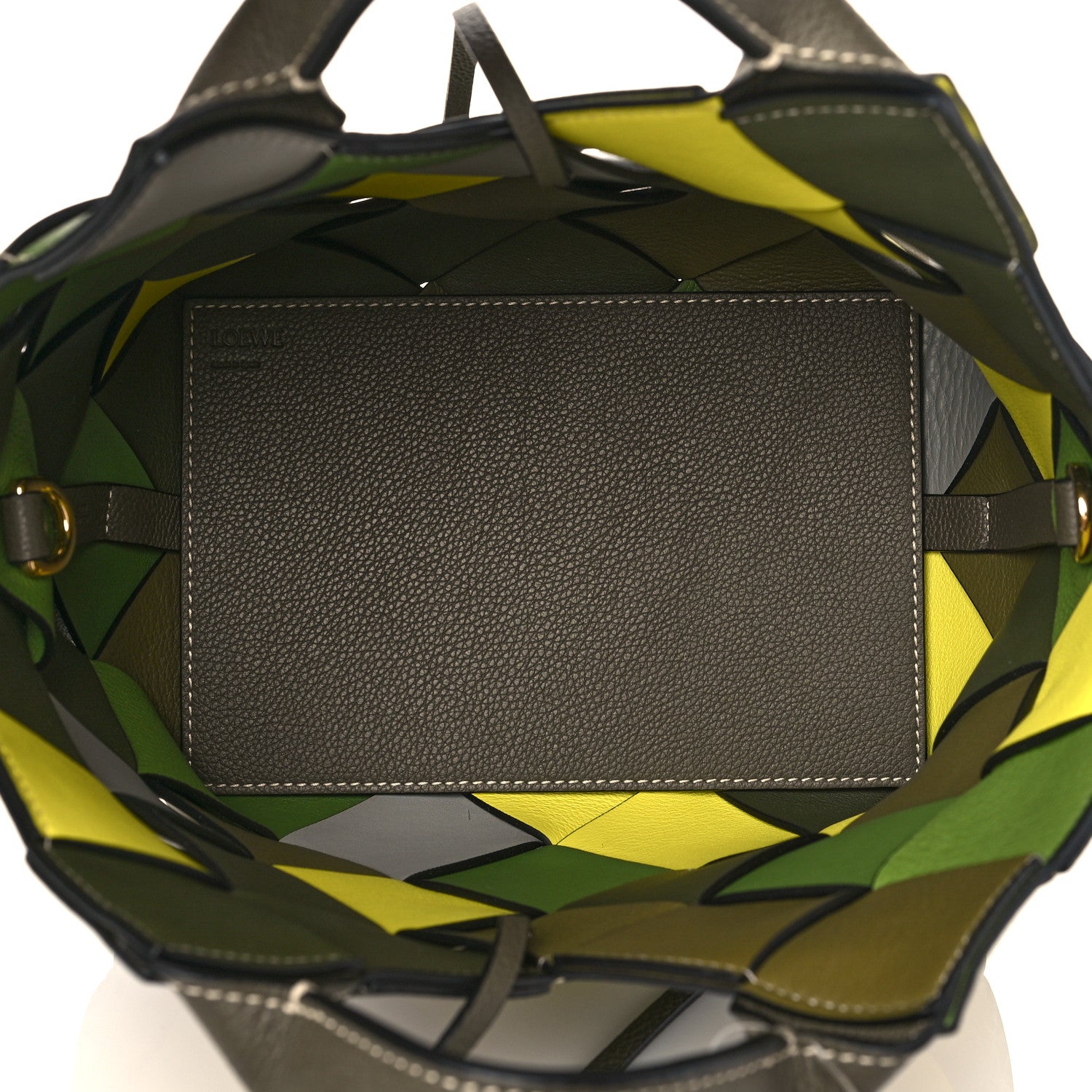 Loewe Calfskin Small Woven Basket Surplus Bag Green 5 of 10
