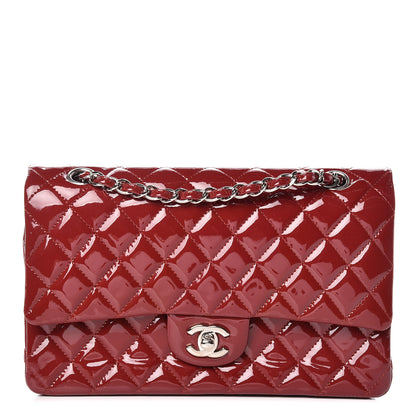 Chanel Patent Calfskin Quilted Medium Double Flap Dark Red 1 of 13