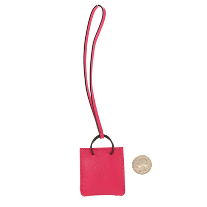 Hermes Milo Lambskin Swift Shopping Bag Charm Rose Mexico 2 of 6